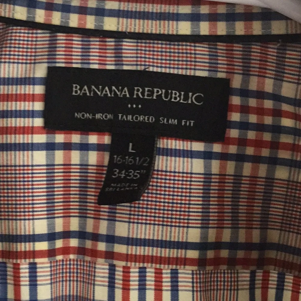 Banana Republic Plaid Non Iron Button Down Shirt Men’s Size L Slim Fit